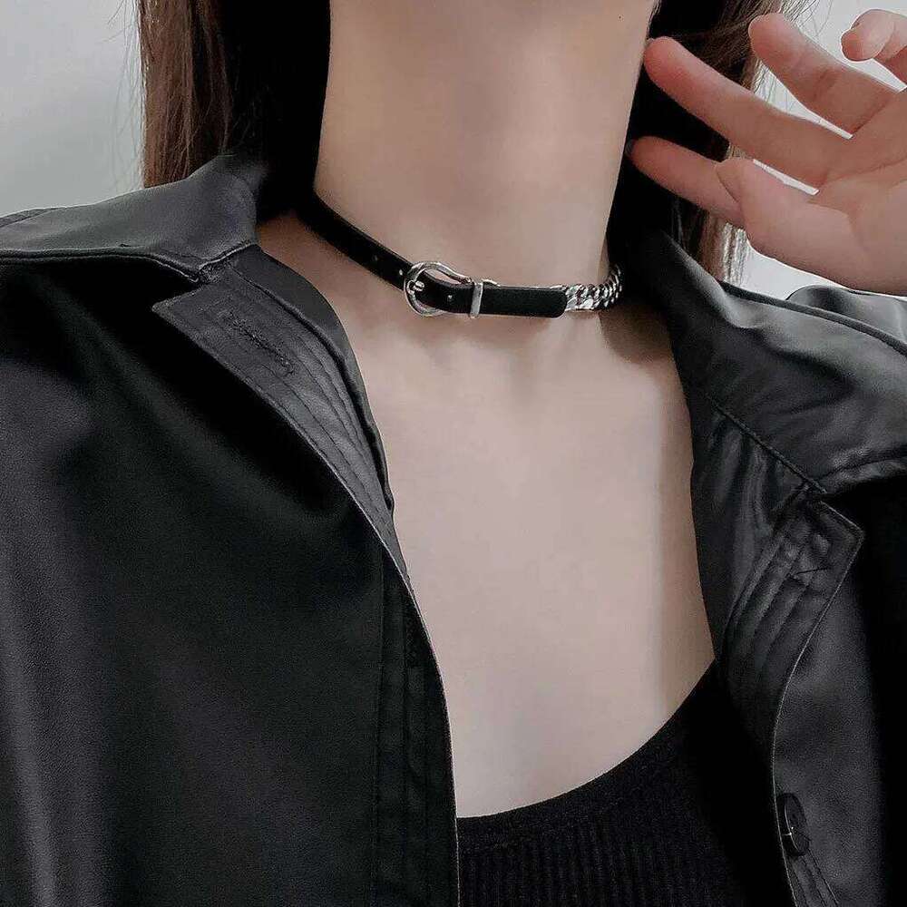 Punk Y2K Vintage Charm Grunge Pendant PU Leather Sexy Choker Necklaces For Women Spice Girls Goth Jewelry Accessories Gift H260312