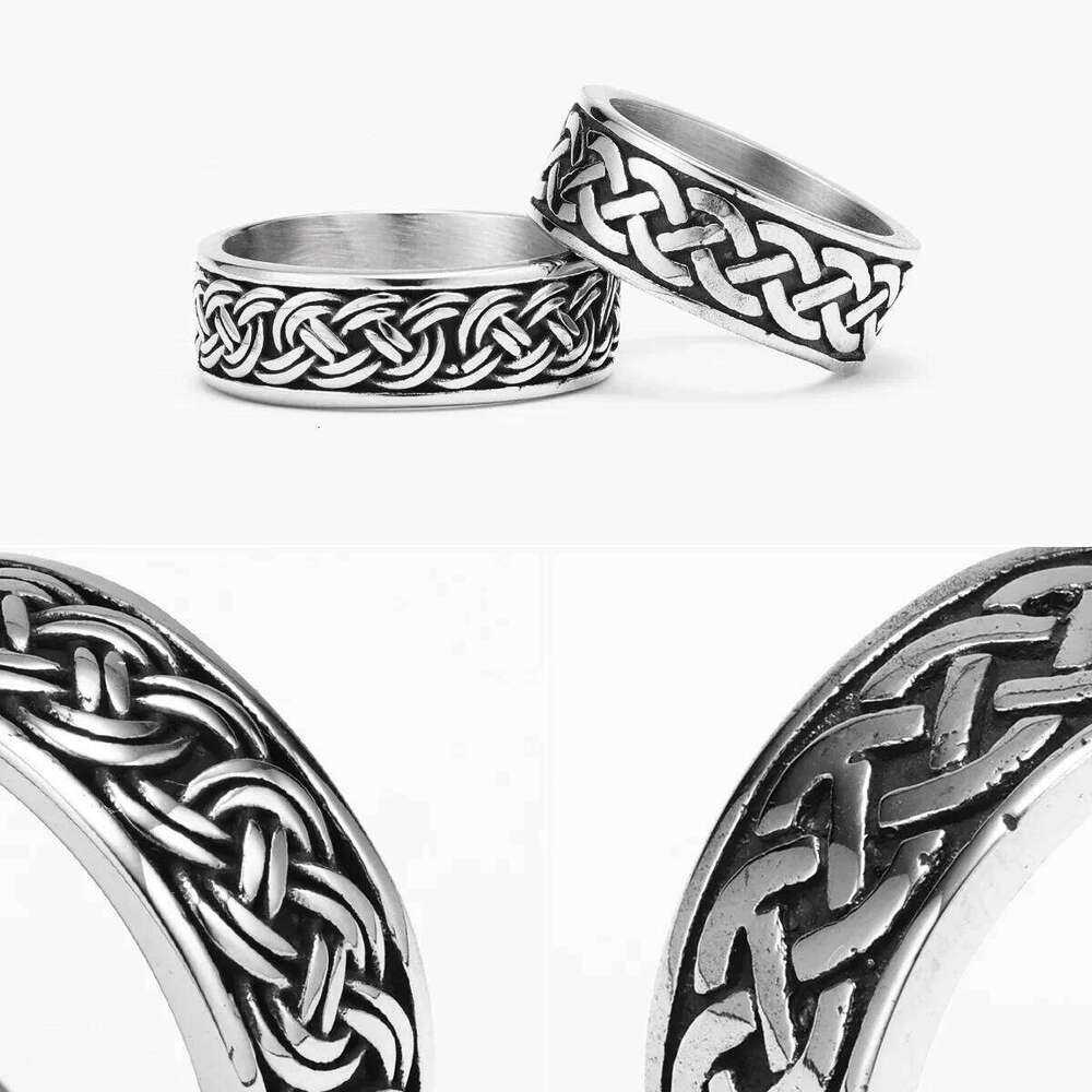 Viking Celtic Knot Men Rings Stainless Steel Simple Aesthetic Retro Punk Rock Women Jewelry Fashion Accessories Gift Wholesale H260312