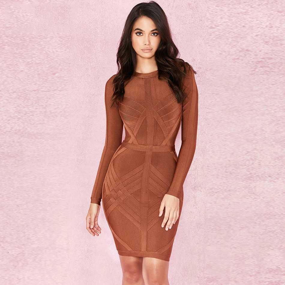 Womens Bandage Dress Long Sleeve O-Neck Sexy Night Celebrity Evening Party Bodycon Dresses Christmas Casual for New Year 2022T260316