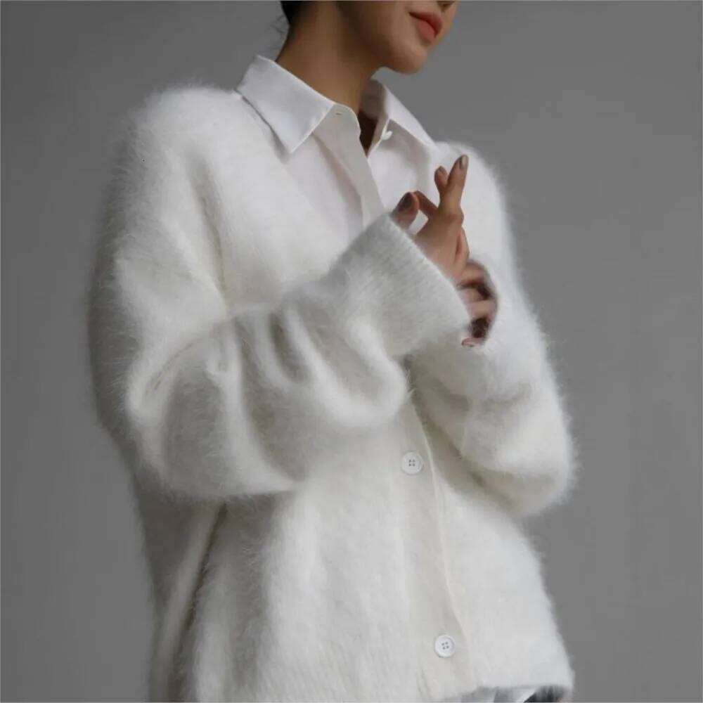 Imitation Mink Cardigan Women's Loose Jacket Soft Long Sleeve Knitted Sweater Solid Color Commuting Temperament Trendy Z260313