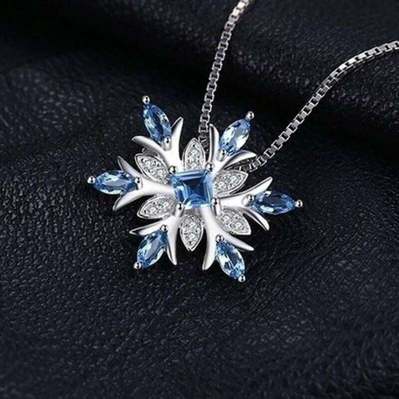 Exquisite Fashionable Income Blue Jewelry Lady Necklace Santa Snowflake Lucky Guardian Pendant Halloween Auspicious H260312