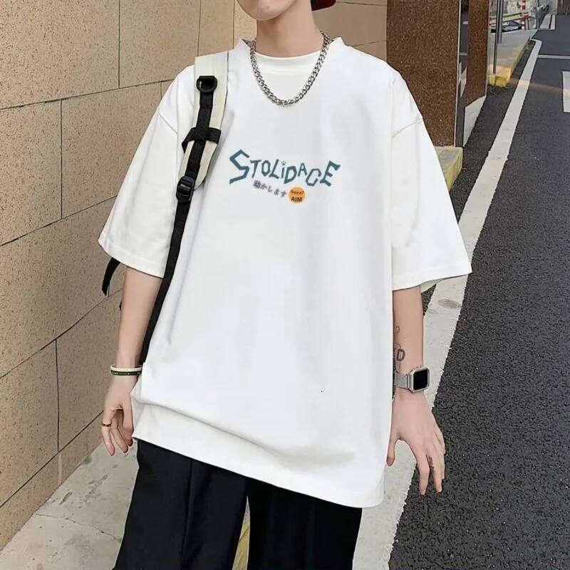 8XL Men Oversize Korean Fashion Loose American Love Puppet Rabbit Print Short Sleeve Round Neck Versatile Trend Couple outfit Z260314