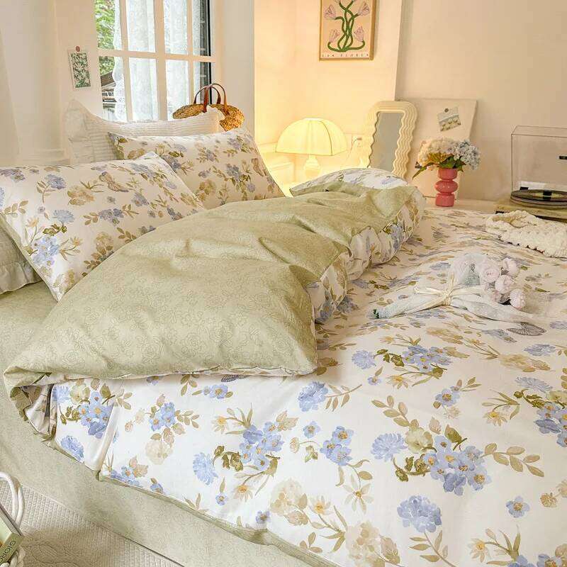 Pastoral Style Bed Sheet Pillowcase Quilt Printed Bedding Four-piece Set Soft Pure Cotton Aldult Kid Bedroom Duvet Cover H260312 - view 5