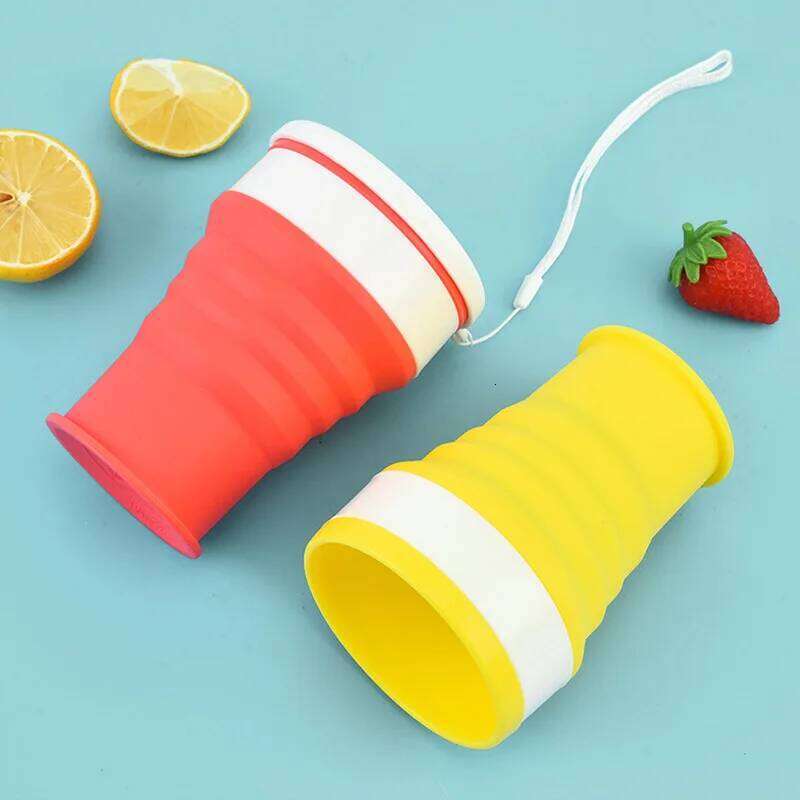 Portable Silicone Folding Water Cup 200/350ml Heat Resistant Telescopic Collapsible Foldable Mug With Lid For Travel Camping Z260313