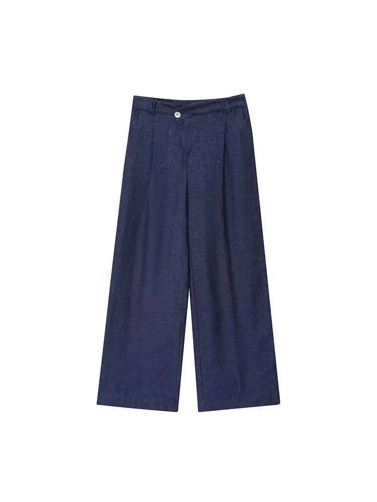 TFAFXY Womens Summer Office Lady Chic Suit Solid O-Neck Vest Straight Loose Button Pants Fashion Autumn Causal Set M260313