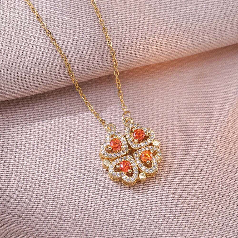 Romantic Sweet Can Open Zircon Cr Choker Necklace for Women Girls Trendy Stainless Steel Chain Bling Jewelry Gifts H260312