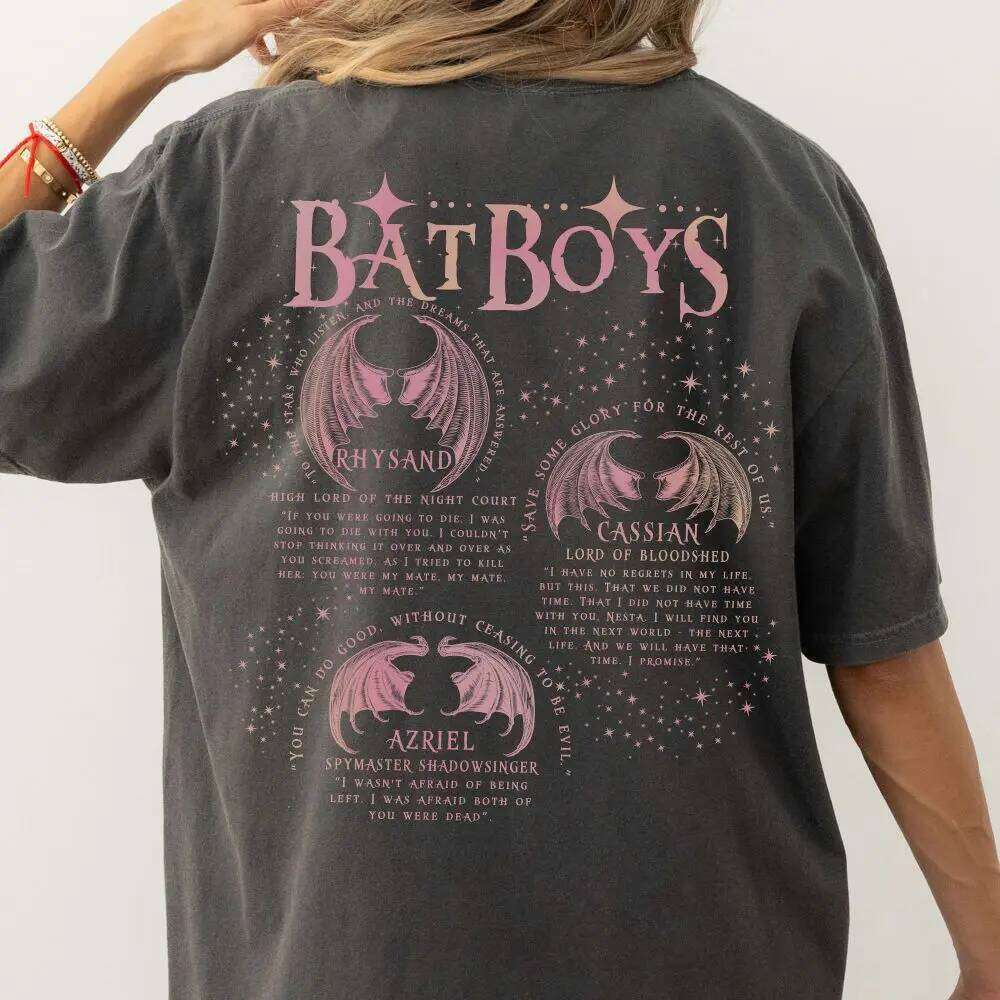 ACOTAR Bat Boys Sarah J Maas Book Boyfriend Night Court 100% Cotton Loose Retro Shirt Unisex Tee Fantasy Apparel Y2K Top Z260314