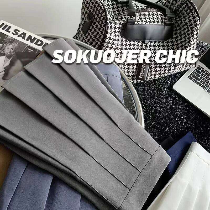 New Vintage Dark Grey Mini Women Ruffles Pleated Sexy Shorts Skirts Female Fashion 2024 Streetwear Mujer Faldas Z260314