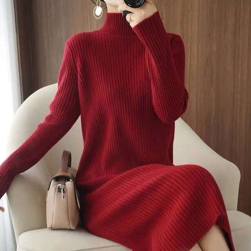 Casual Aesthetic Maxi Sweater Dress for Women Winter Loose Woman Robe Long Vintage Dresses Knitted Bodycon Korean Fashion White Z260313