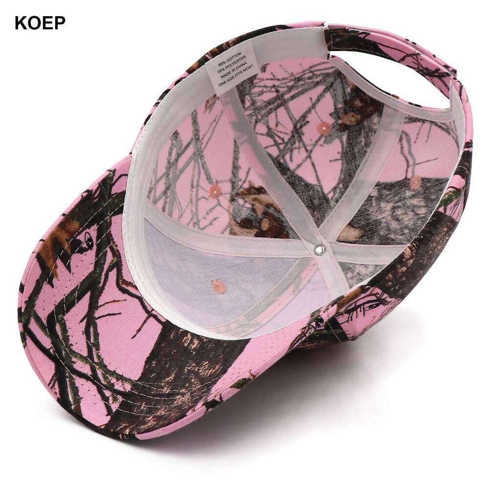 KOEP Oak Tree Pink Camo Hunting Fishing Baseball Caps Camouflage Hats Suitable For Women's Outdoor Sports Z260314