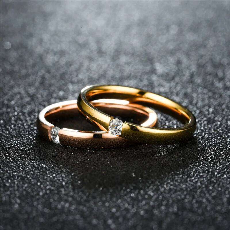 Fashion Open Couple For Women Men Micro Inlaid Zircon Simple Korean Stainless Steel Ring Size 6-12 H260312