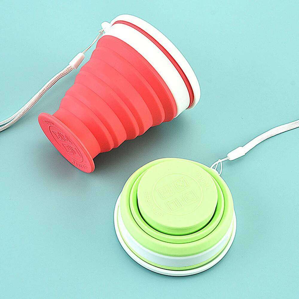 Portable Silicone Folding Water Cup 200/350ml Heat Resistant Telescopic Collapsible Foldable Mug With Lid For Travel Camping Z260314