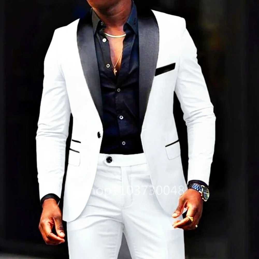 Men Suits Elegant Wedding Groomsmen Outfits Single Breasted Shawl Lapel Slim Fit 2 Piece JaCKet Pants Sets M260313