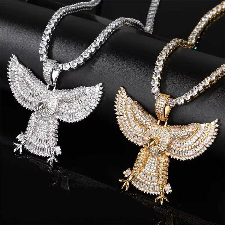 Wholesale Fashion Hip Hop Jewelry Horus Pendant Iced Out 3A MoissaniteVVS Solid Eagle Pendant Iced Out Chain With Pendant