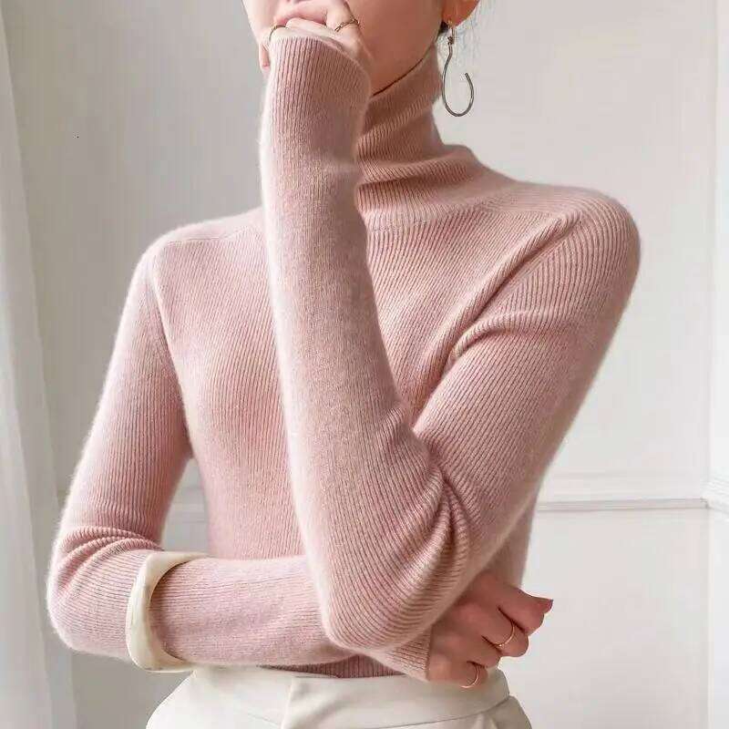 Fashion Solid Color Slim Turtleneck Sweater 2025 Autumn Winter New Casual Versatile Warm Pullovers Long Sleeves Women's Clothing Z260313