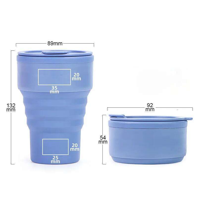 Reusable Silicone Collapsible with Lid Camping 375ml 16oz Portable Folding Coffee Cups for Travel -40-200C Z260314