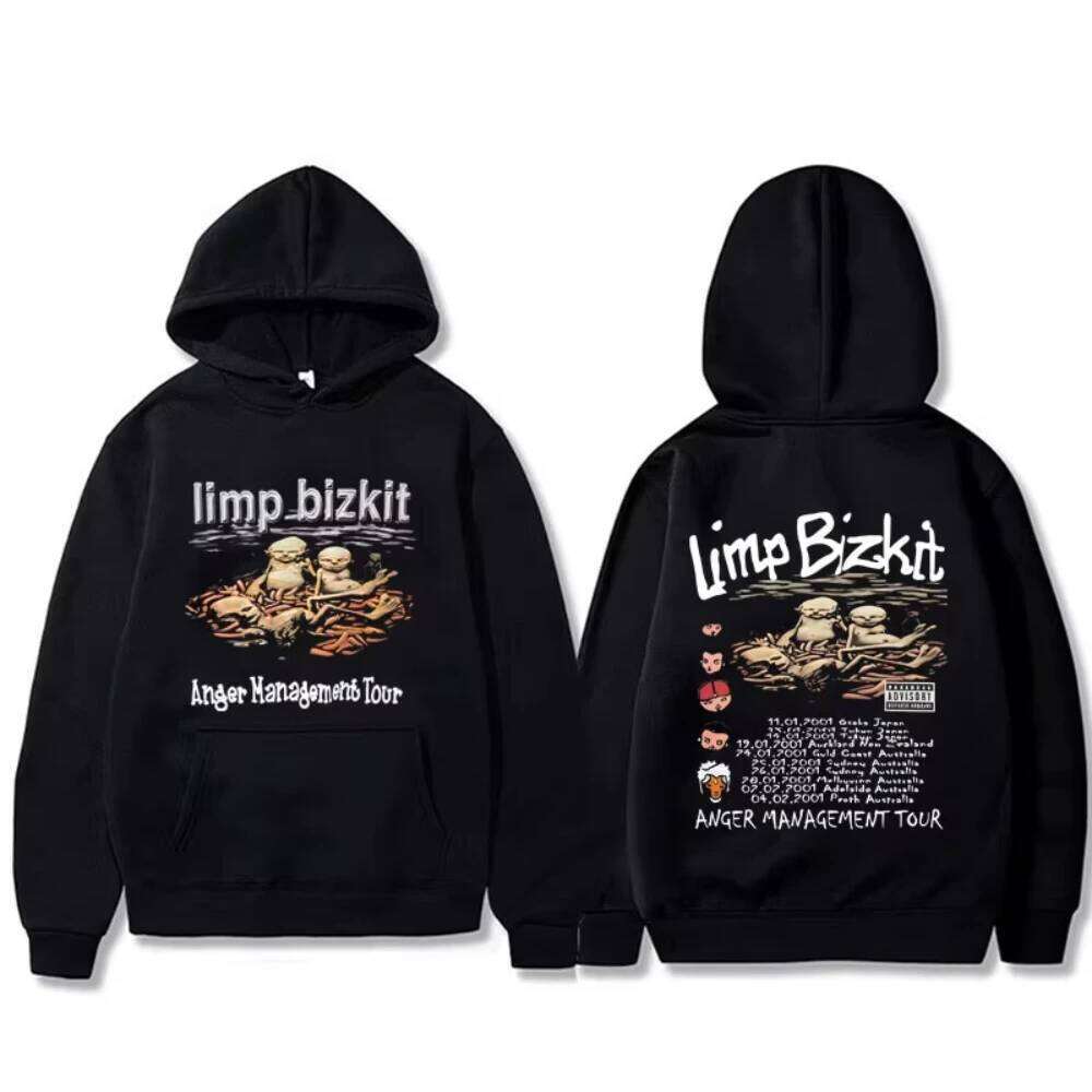 90s Rock Band Limp Bizkit Anger Management Tour Hoodie Men Women Fashion Oversized Pullover Unisex High Quality Hot Sale Hoodies Z260315