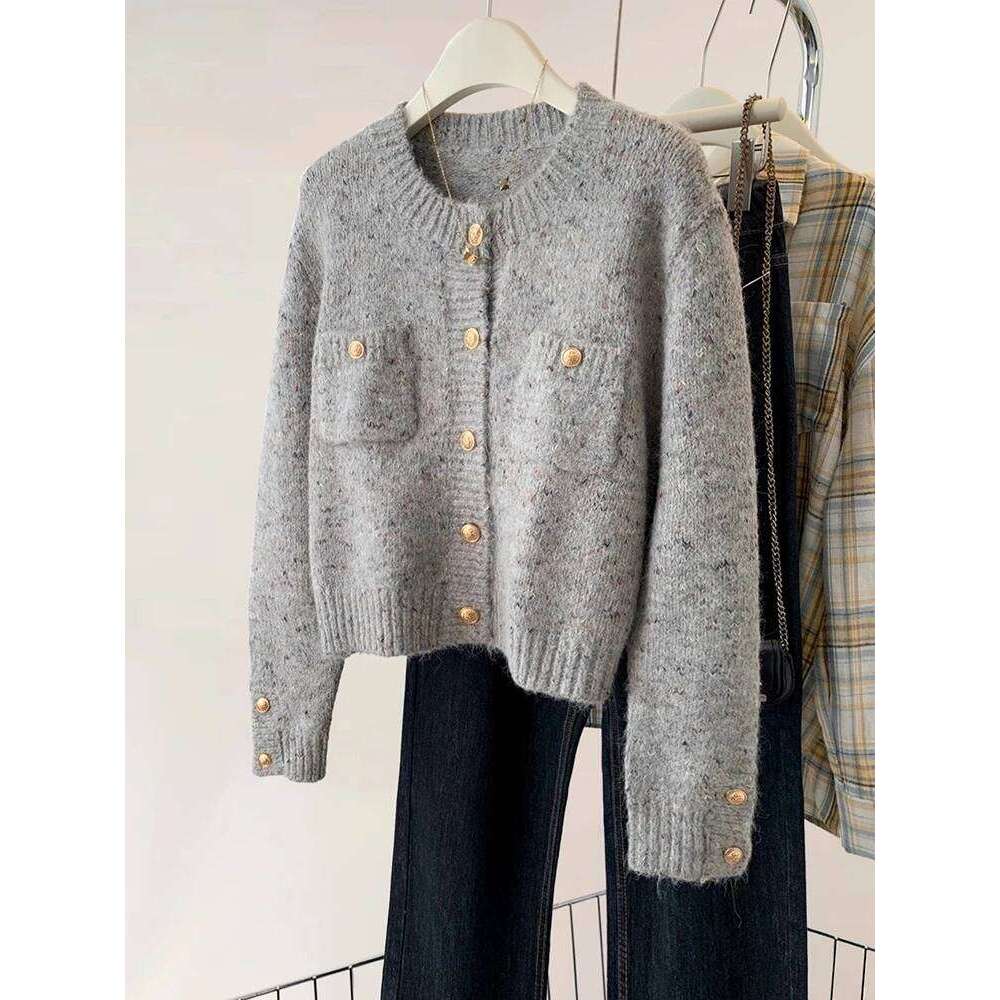 Women Sweet Sweaters Casual Vintage Long Sleeve Elegant Knitted Tops Coat Korean Style O-Neck Lady Cardigan Z260314