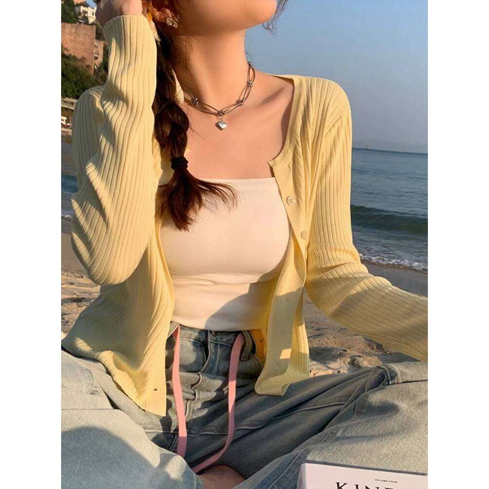 Summer Women Cardigan Korean Elegant Knitted Long Sleeve Female Sweater Tanks Fashion New Slim Ladies Casual Tops Z260313