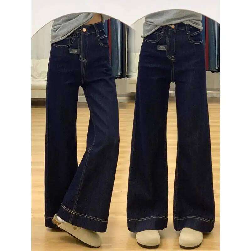 Comfortable Leisure Womens Straight Jeans Vintage Baggy Low Waist Y2K Wide Leg Loose Harajuku Blue Denim Pants Z260313