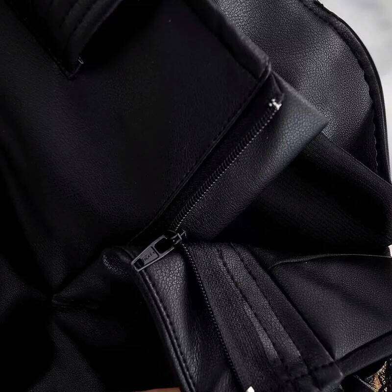 QNQO Skirts for Women Y2k Fashion Lace Up PU Leather Black 2025 New Korean Style Slim Pocket Hip Wrap Women's Mini Skirt Z260314