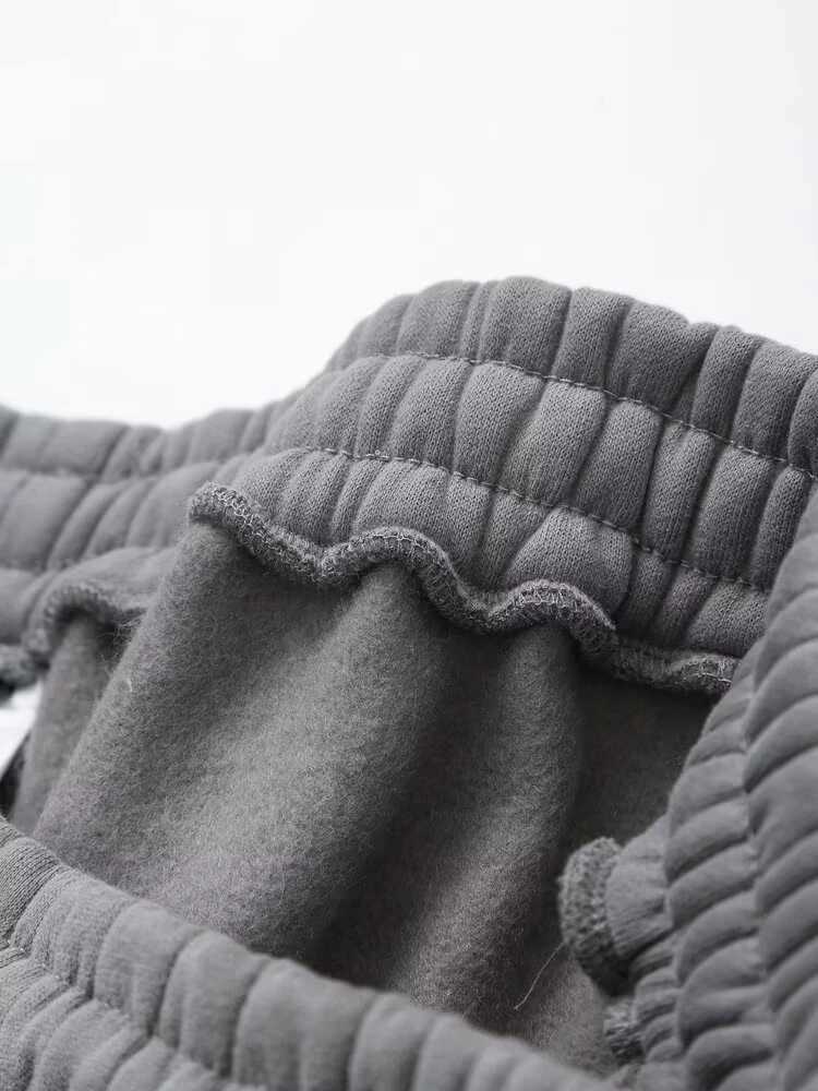 European and American style winter new fashionable casual hooded short hoodie loose velvet jogging pants set M260313