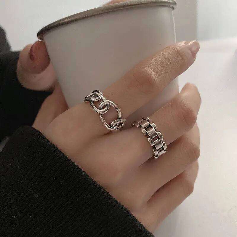 VENTFILLE 925 Sterling Silver Finger Rings New Fashion Creative Cross Hollow Chain Geometric Party Jewelry Gifts H260312