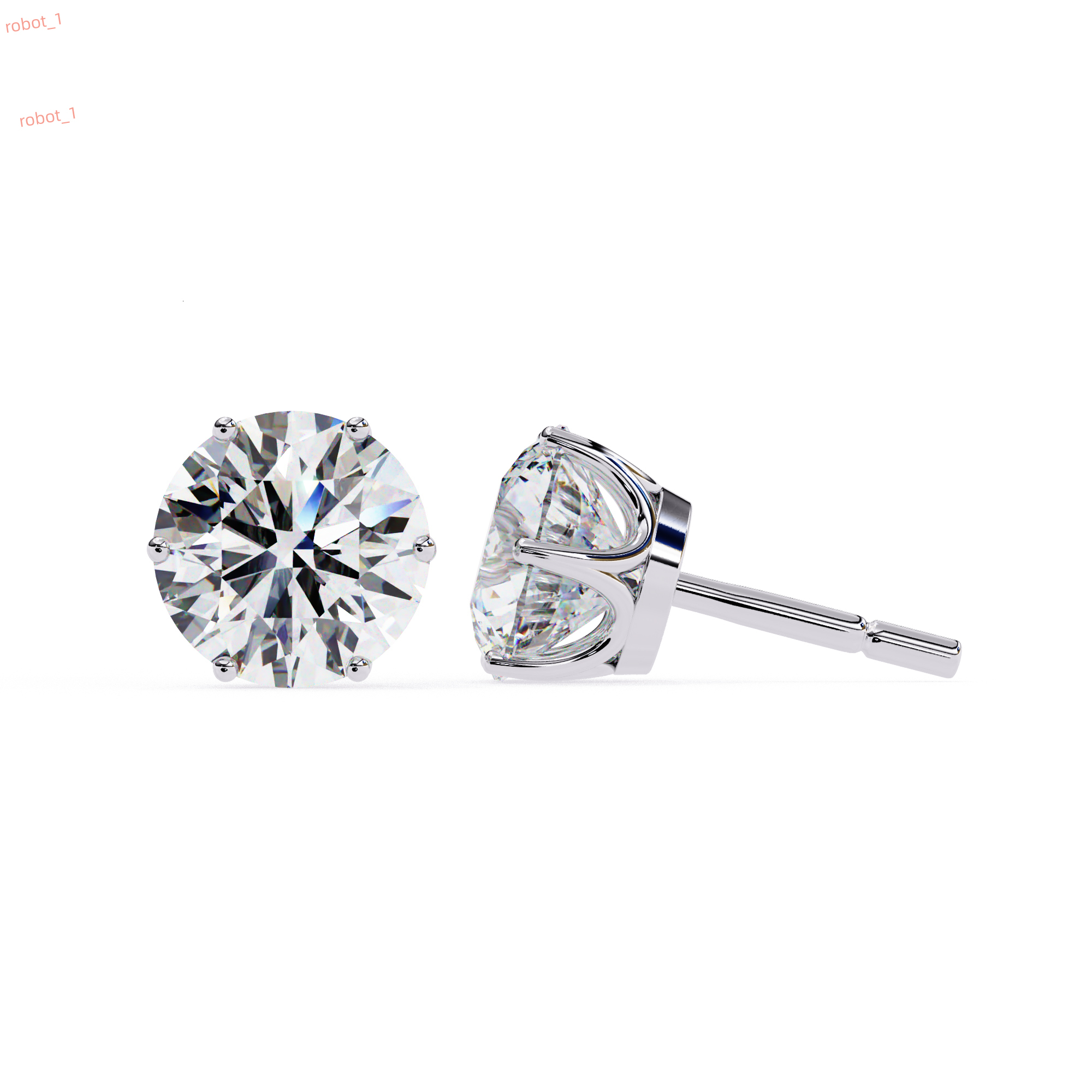 7mm Round Moissanite Stud Earrings 18K Solid Gold Lightweight Sparkling Fine Jewelry for Women