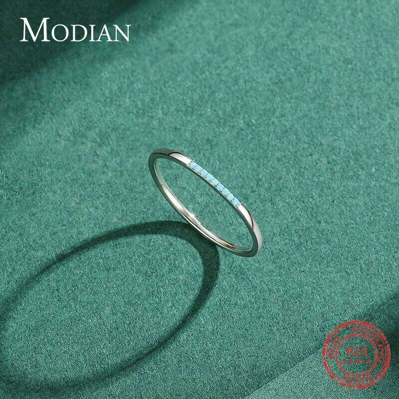 Modian High Quality Turquoise Vintage Ring Real 925 Sterling Silver Exquisite Finger Rings For Women Statement Jewelry Gift H260312