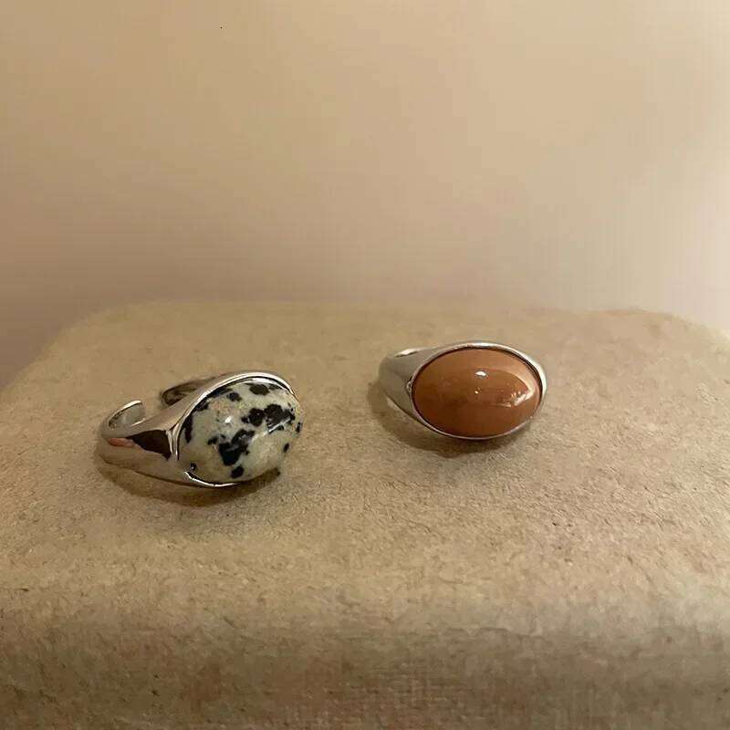 Vintage Open for Ladies Simple Brown Stone Ring Luxury Irregular Retro Punk Rings Exquisite Engagement Jewelry Gifts H260312
