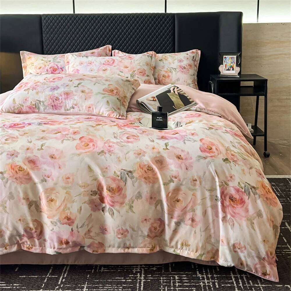Flower Printed Bedding Soft Bedroom Decor Comforter Duvet Cover Pillowcase Bed Sheet Washed Cotton Four Piece Set H260311 H260312 - view 3
