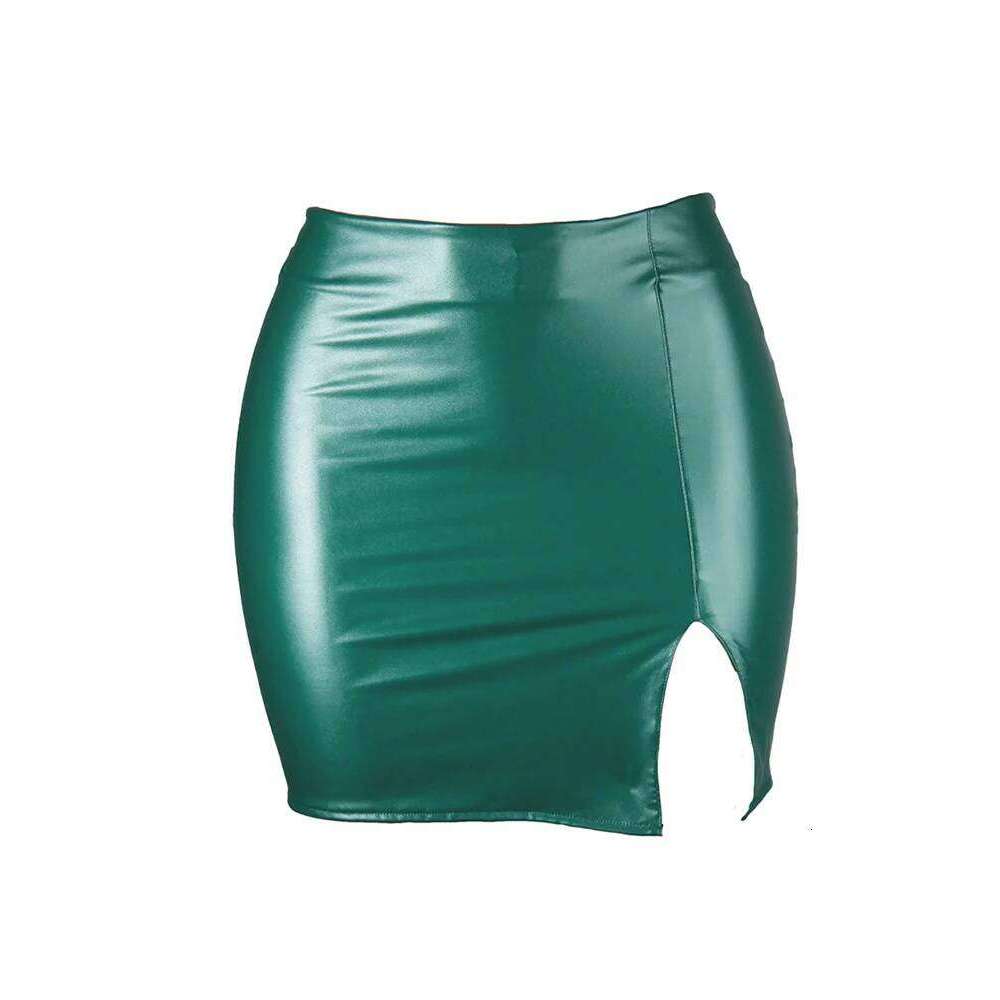2025 Women Night Clubwear Summer Pure Color PU-leather Zipper Sexy Hip Leather Mini Skirts Z260314