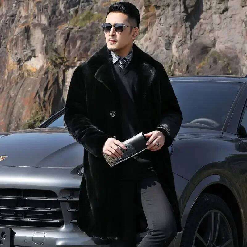 Luxury Brand Men's Clothing Jackets Mid-length Faux Fur Coat High Quality Warm Design Thick Business Outerwear JJ992 Z260313