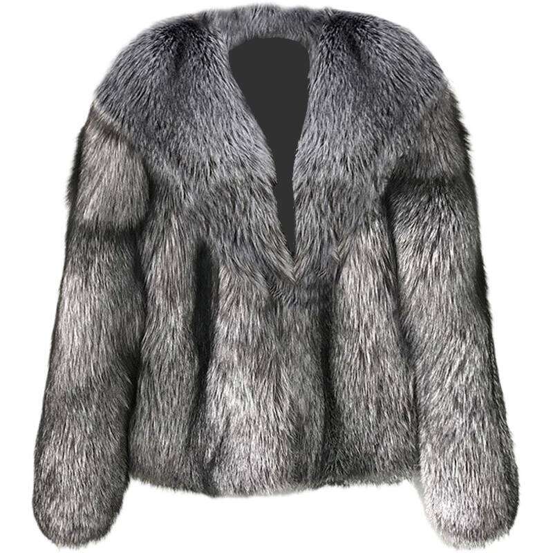 Women's short style fashion imitation fox hair whole fur coat autumn winter new casual lady jacket Z260313
