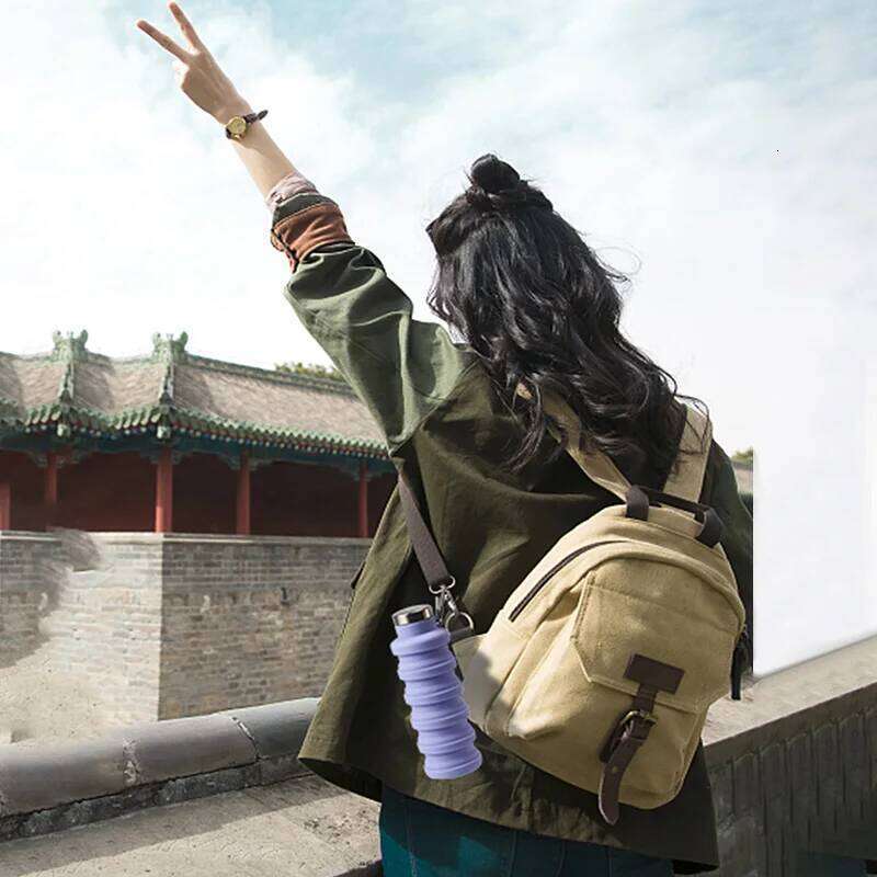 Food Grade Silicone Foldable Water Bottle, Creative and Portable, Suitable for Outdoor Sports, Lightweight, Easy To Fold Z260314