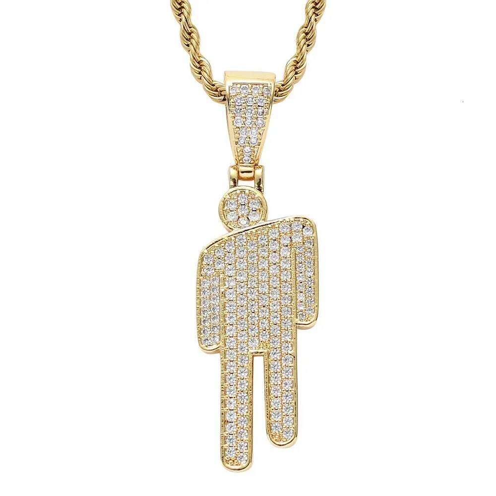 BBillIe necklace for women Stainless Steel Human Necklace Fashionable Cartoon Off-Center Rhinestone Pendant H260312