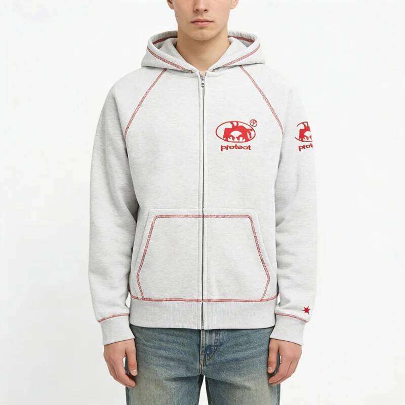 American Personality Pattern Embroidered Zipper Men Street Hip Hop Retro Thick Sweatshirt Unisex Casual Loose Punk Hoodie Z260314