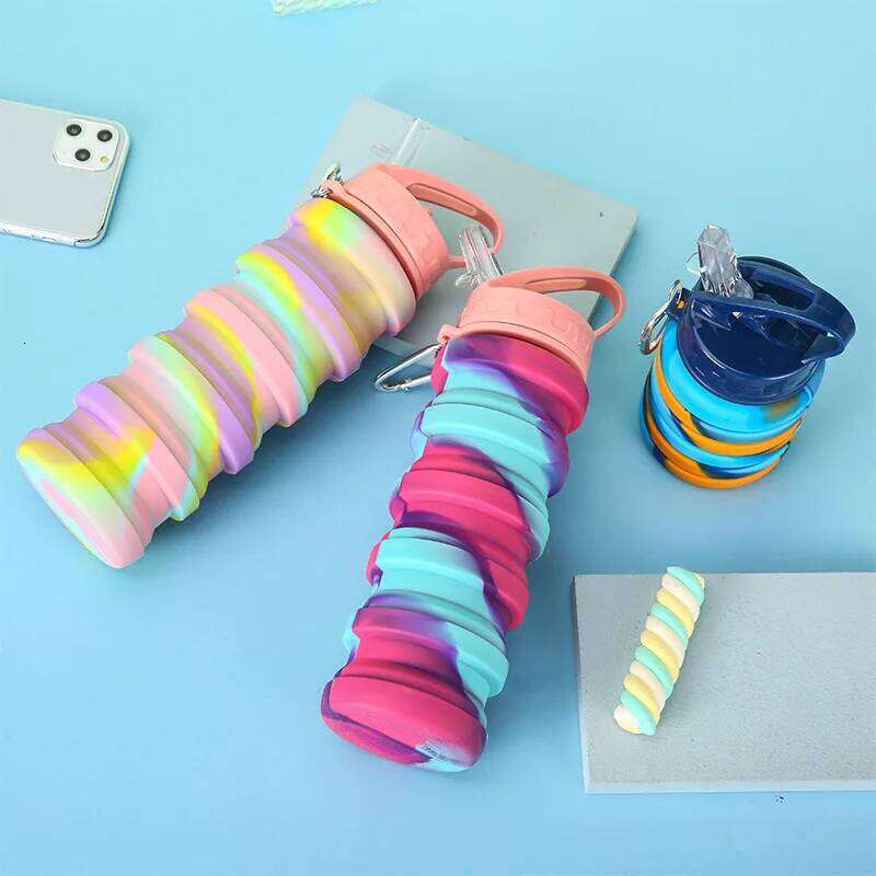 500ml Silicone Folding Water Cup Foldable Portable Telescopic Outdoor Travel Camping Bottle Gym Sports Kettle Creative Fashion Z260314