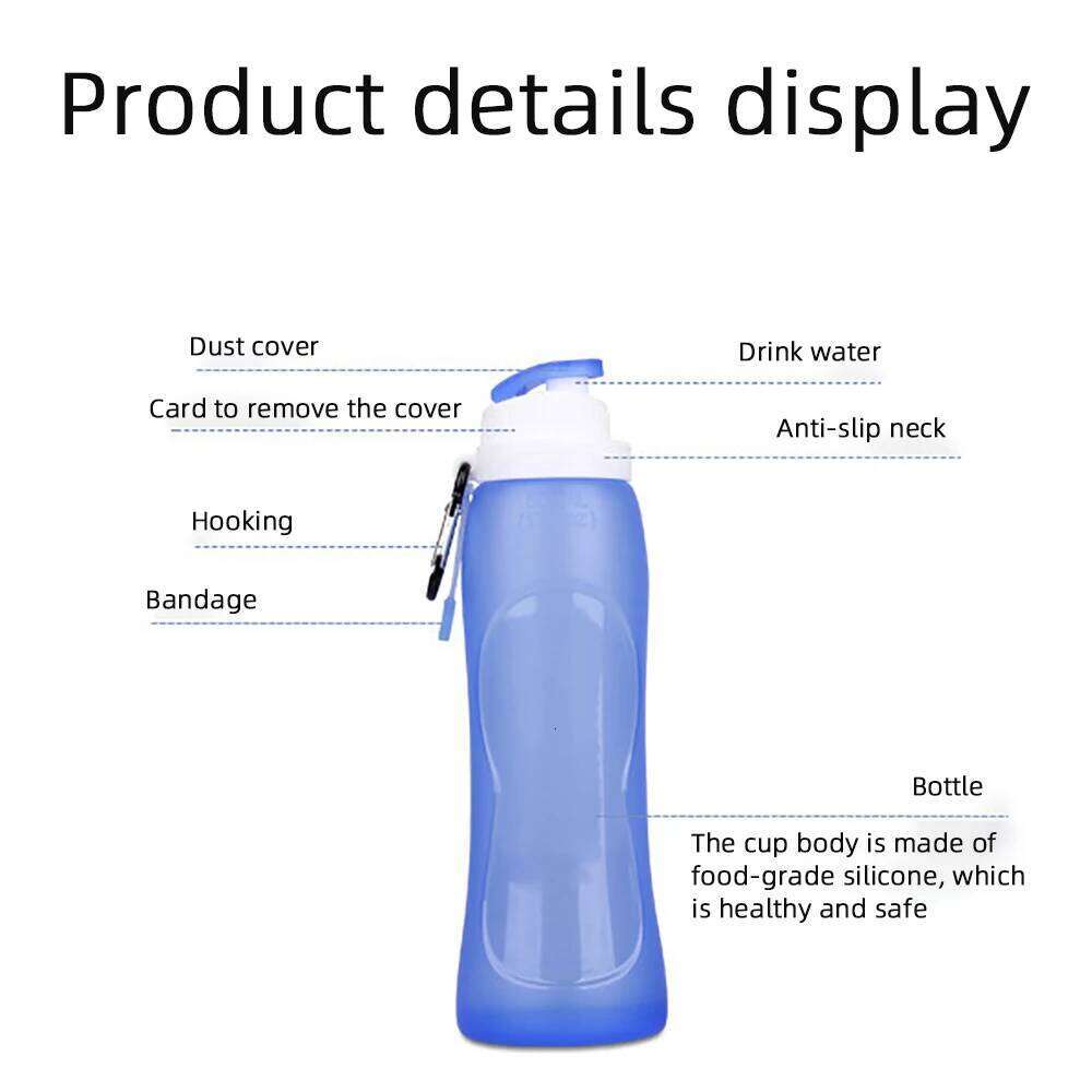 Silicone Folding Soft Outdoor Sports Bottle Foldable 500ML Water Bag Running Camping Hiking Z260314