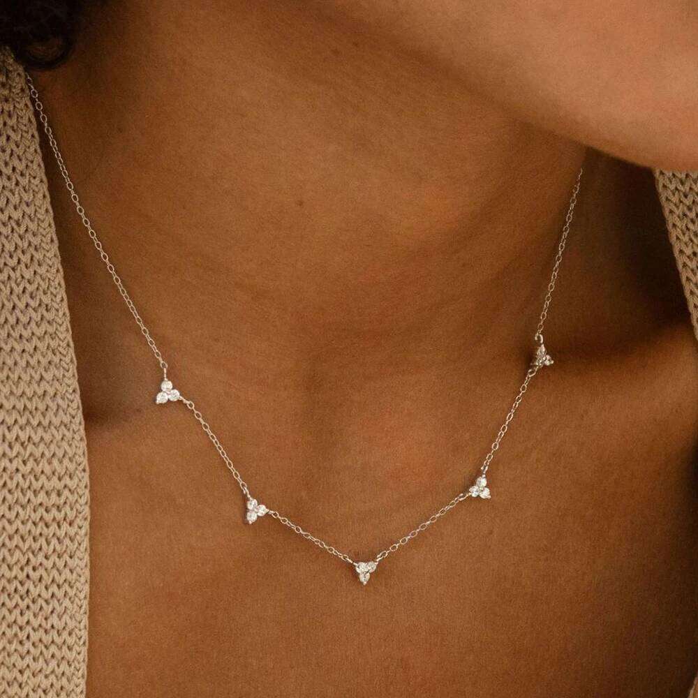 New Stainless Steel Zircon Necklaces for Women 18K Gold Plated Collar Chain Necklace Wedding Jewelry Gift H260312