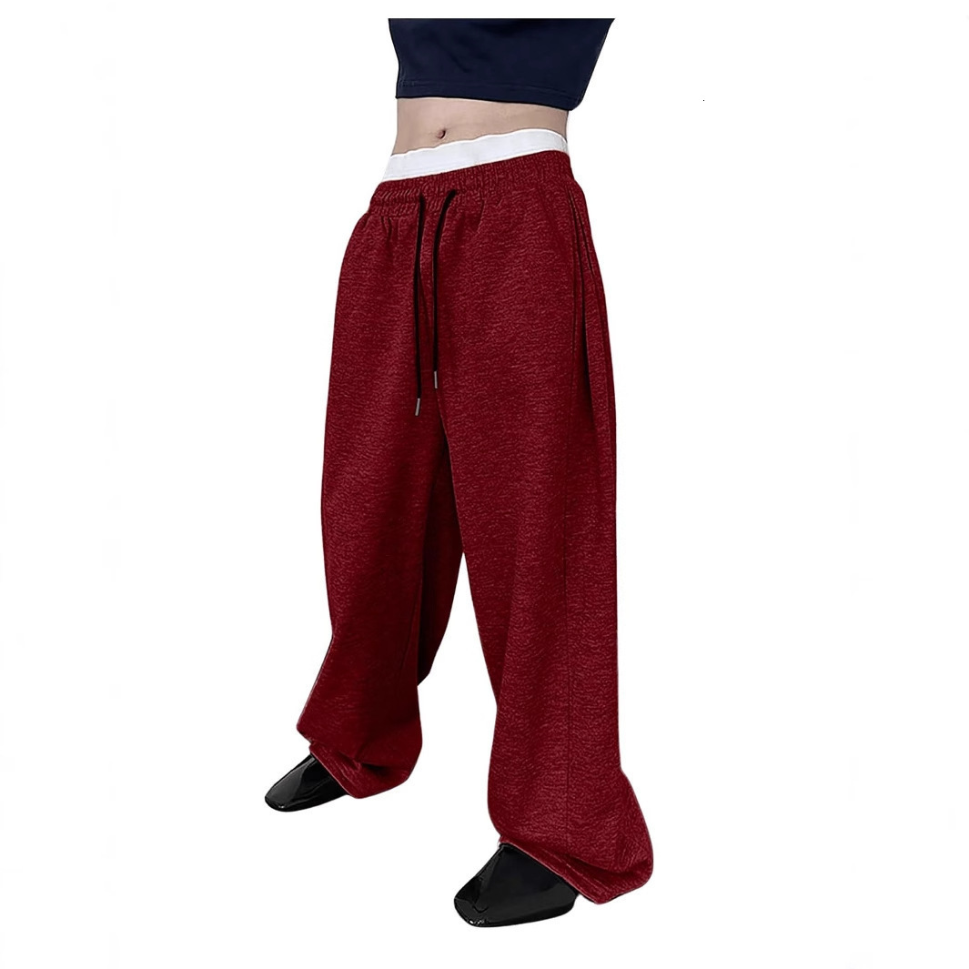 Solid color cotton sports pants for men in autumn American straight sweatpants loose simple trousers casual pants 250303