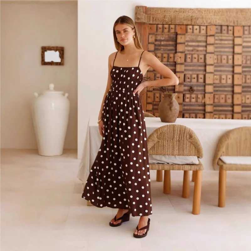 Contrast Dress Vestido Dresses 2025 Woman Spaghetti Strap Polka Dots Sling Holiday Vacation Slim Trendy Temperament Simple StyleT260316