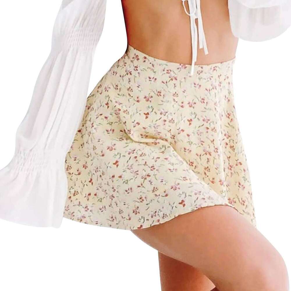 Womens Floral Printed Fresh High Waist Straight A-line Short Skirt Fashionable Sexy Bohemian Streetwear Slimming Mini Dress Z260314