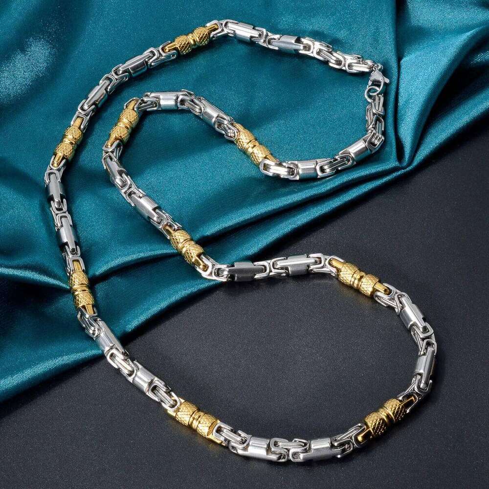 New Men's and Women's Stainless Steel Necklaces Geometric Byzantine Chains Retro Hip-hop Punk Party Jewelry Gifts H260312