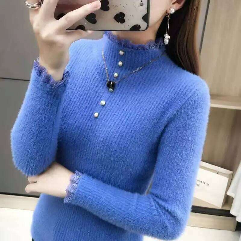 2023 Autumn Winter Thick Women Knitted Ribbed Pullover Sweater Long Sleeve O-neck Slim Jumper Soft Warm Pull Femme Tops Z260313