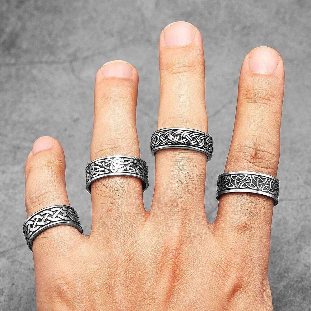 Viking Celtic Knot Men Rings Stainless Steel Simple Aesthetic Retro Punk Rock Women Jewelry Fashion Accessories Gift Wholesale H260312