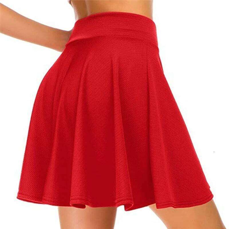 Women's Basic Versatile Stretchy Flared Casual Mini Skater Red Black Green Blue Short Skirt 3XL Z260314