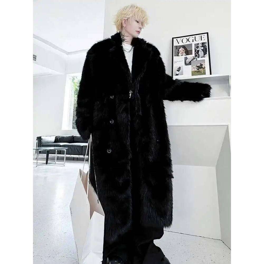 LUZHEN Winter Velvet Thickened Long Over The Knee Faux Fur Coat High-end Korean Trendy Handsome Classy Men's Outerwear LZ6697 Z260313