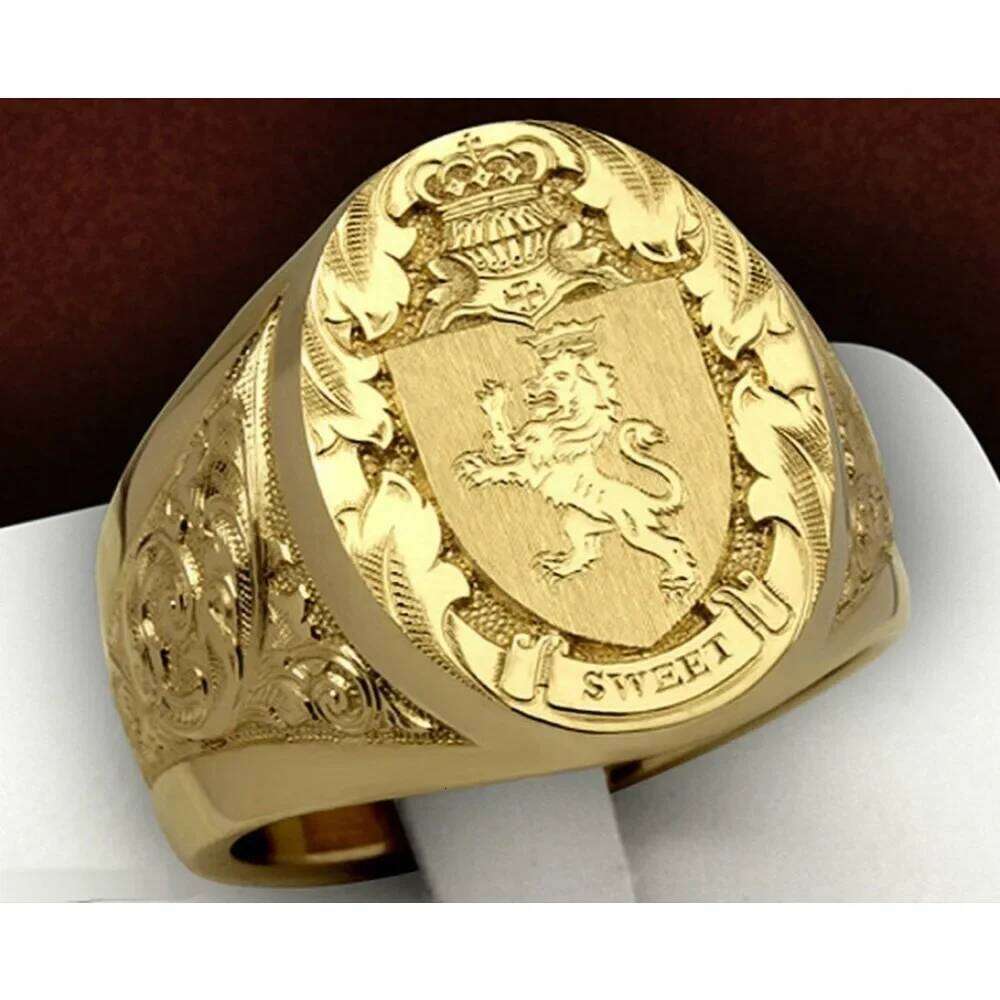 Simple Niche Crown Lion Royal Seal Personalized Domineering Street Fashion Party Men's Ring Accessories H260312
