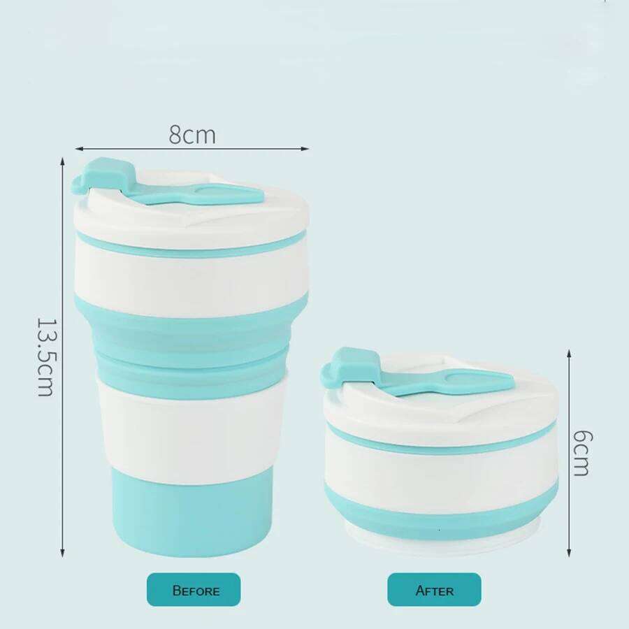 1pc 350ML Food-Grade Silicone Folding With Lid Reusable Portable Coffee Cup, Hot Drink ,Suitable For Travel And Camping Z260314